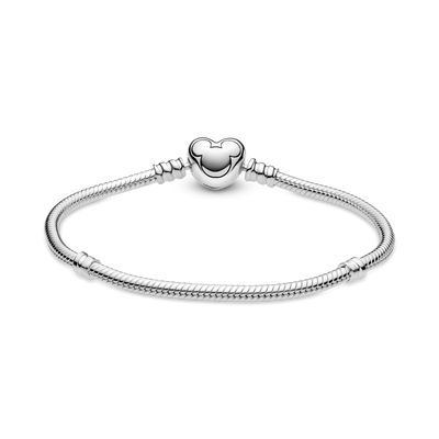 Pandora Disney Moments Mickey Heart Clasp Snake Chain Bracelet