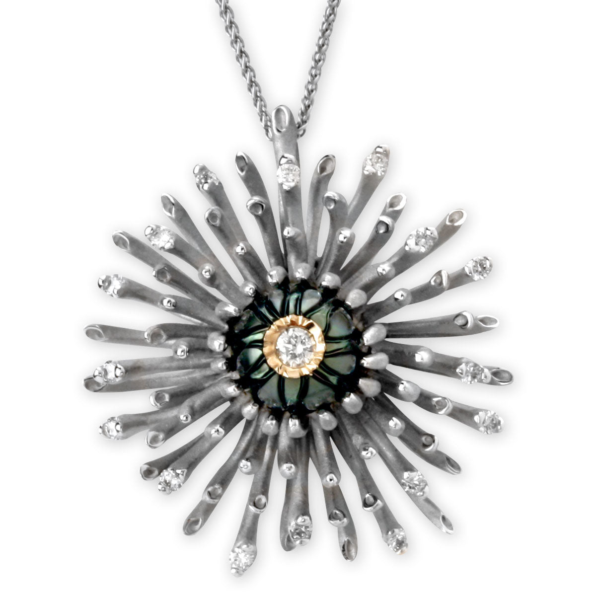 Galatea Diamond & Pearl Sunburst Necklace-333886