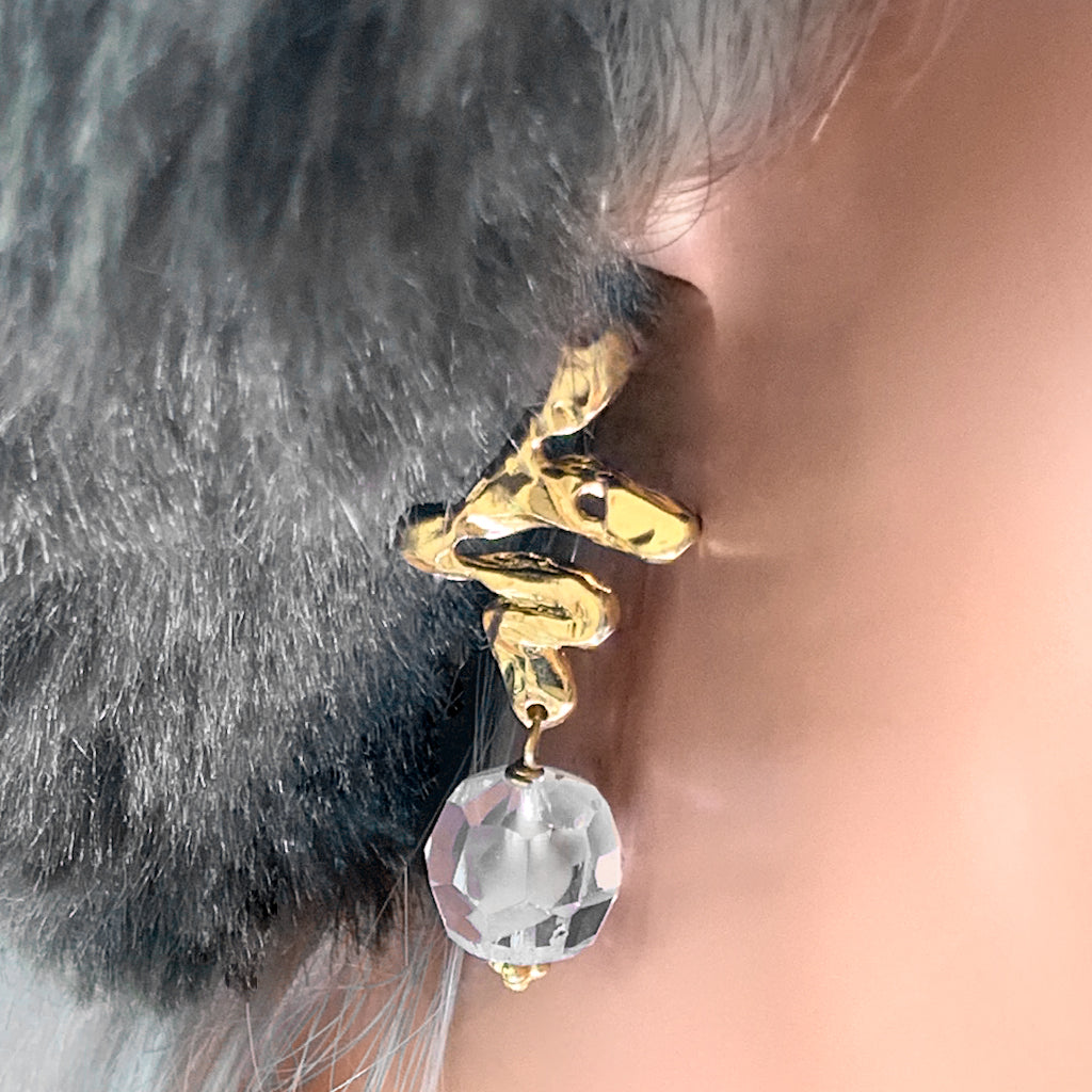 Abstract Crystal & Gold Dangle Earrings
