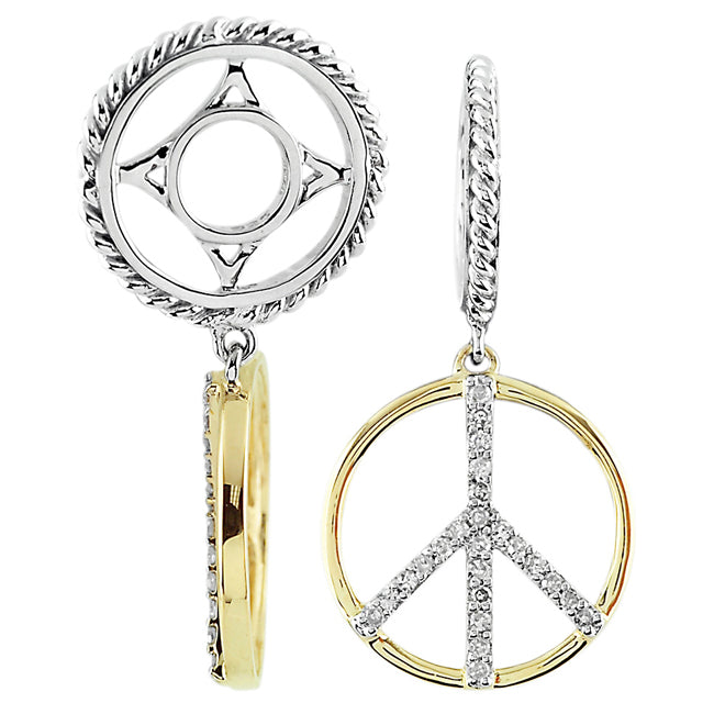 Storywheels Diamond Peace Sign Dangle Sterling Silver/14K Gold Wheel-331661