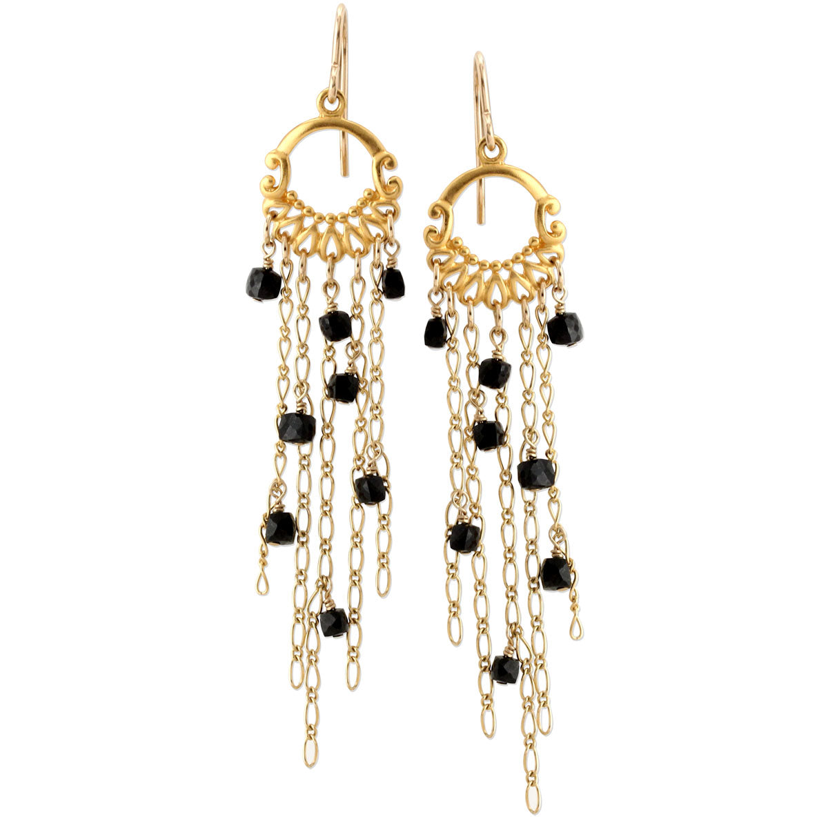 Black Spinel Chain Earrings-341969