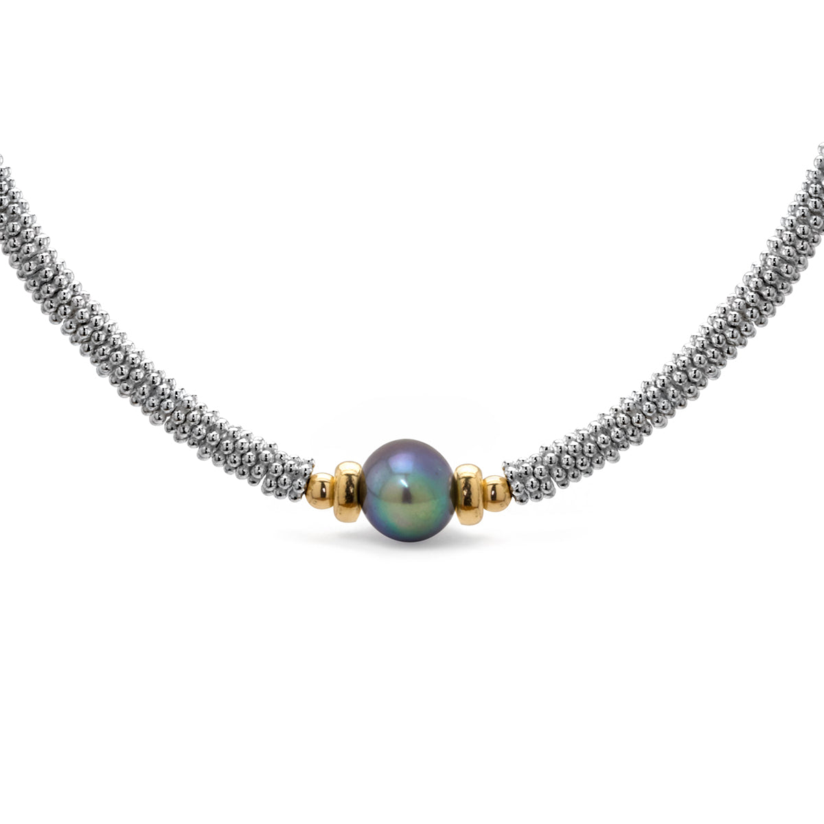 Classic Grey Pearl Oxidized Necklace