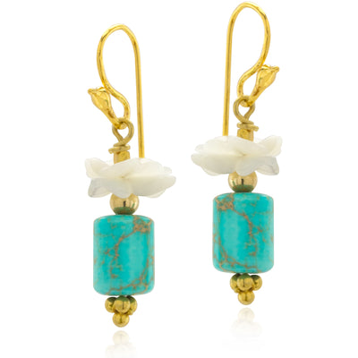 Impressionist Collection Turquoise & Mother of Pearl Flower Earrings