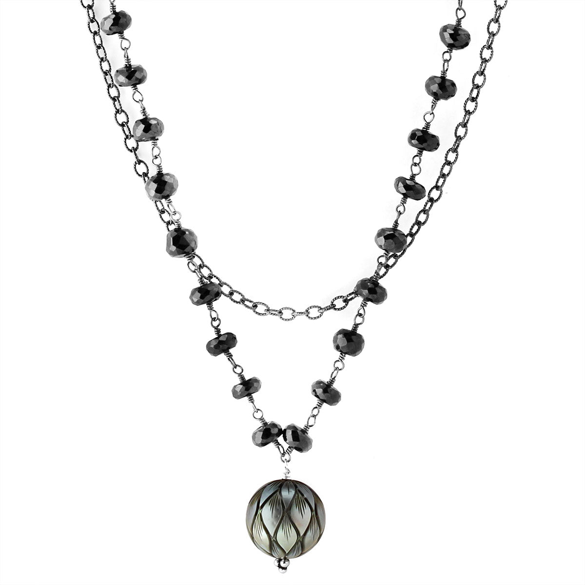 Spinel & Black Pearl Necklace-349306