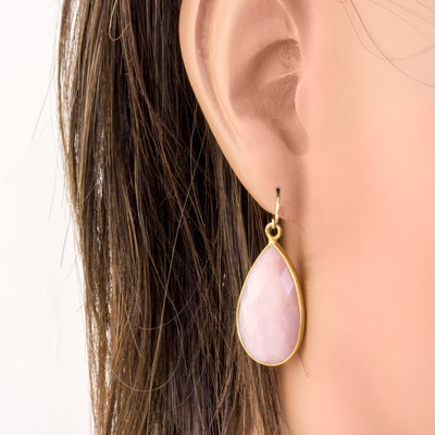 Impressionist Collection Pink Opal Teardrop Earrings