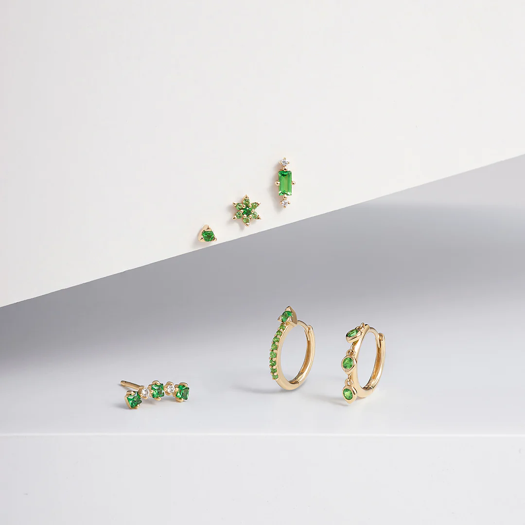 PAZ | Tsavorite Pyramid Threadless Flatback Earring