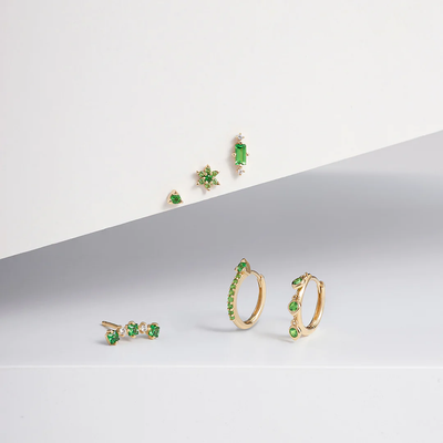 PAZ | Tsavorite Pyramid Threadless Flatback Earring