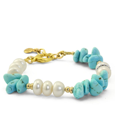 Impressionist Collection Turquoise Nuggets & Pearl Bracelet