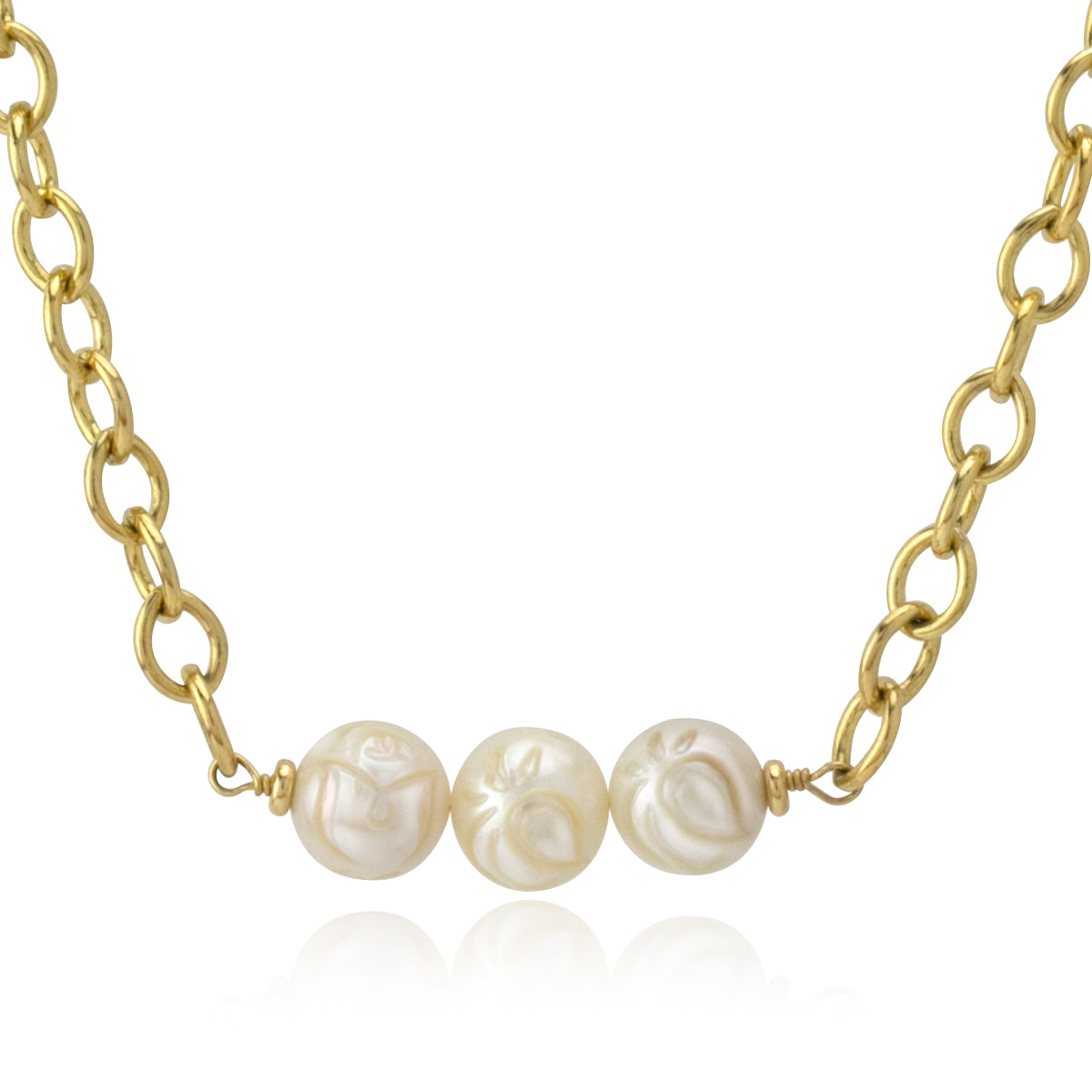 10mm Hand Carved Pearl Necklace