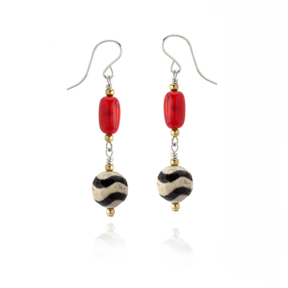 Coral and Agate  Earrings