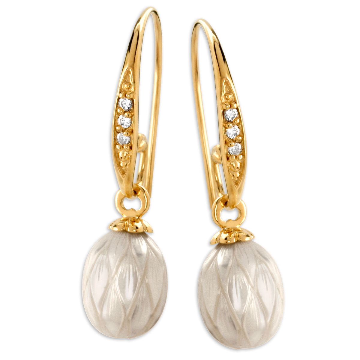 Galatea Carved Pearl & Diamond Earrings-335434