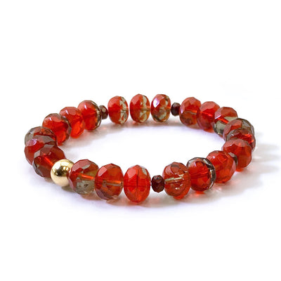 Ombre Red Beaded Stretch Bracelet