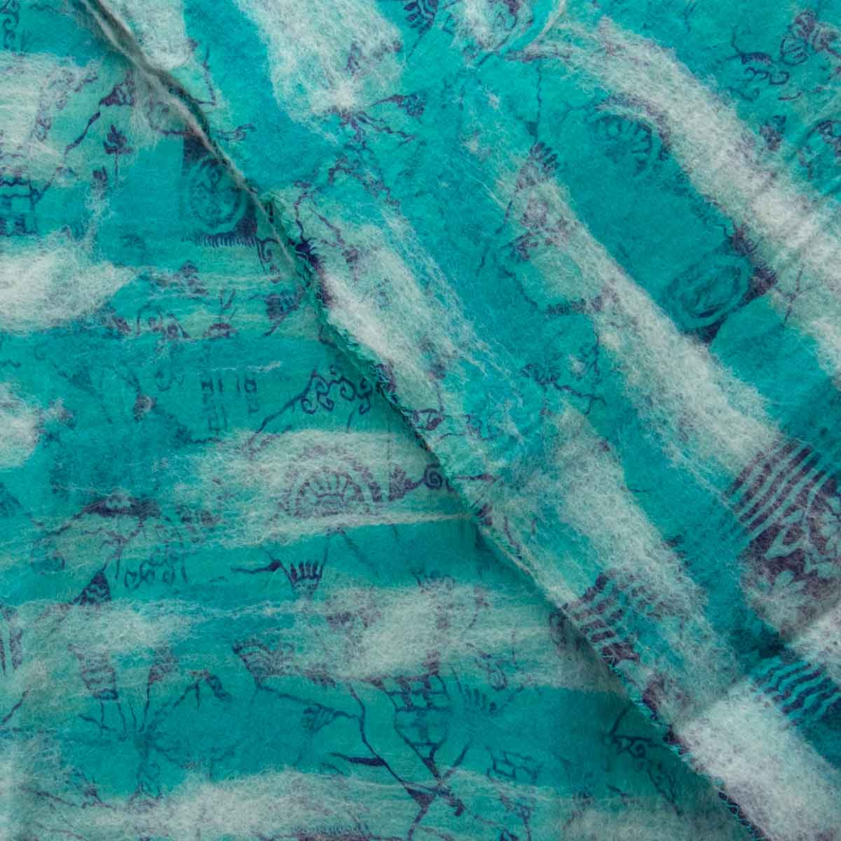 Blue Abstract Nuno Felted Scarf