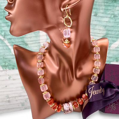Morganite and Sunstone Earrings