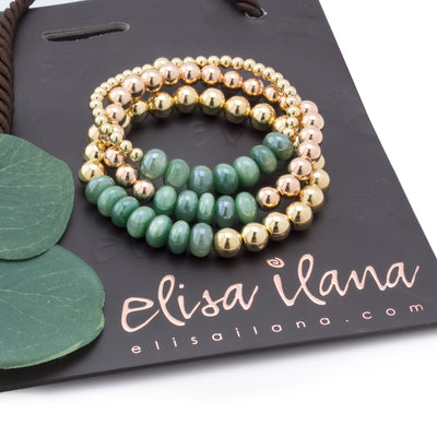 Impressionist Collection Green Moonstone & 6mm Rose Gold Fill Ball Bracelet