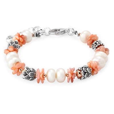 PINK MOTHER OF PEARL AND PEARL BRACELET-343103