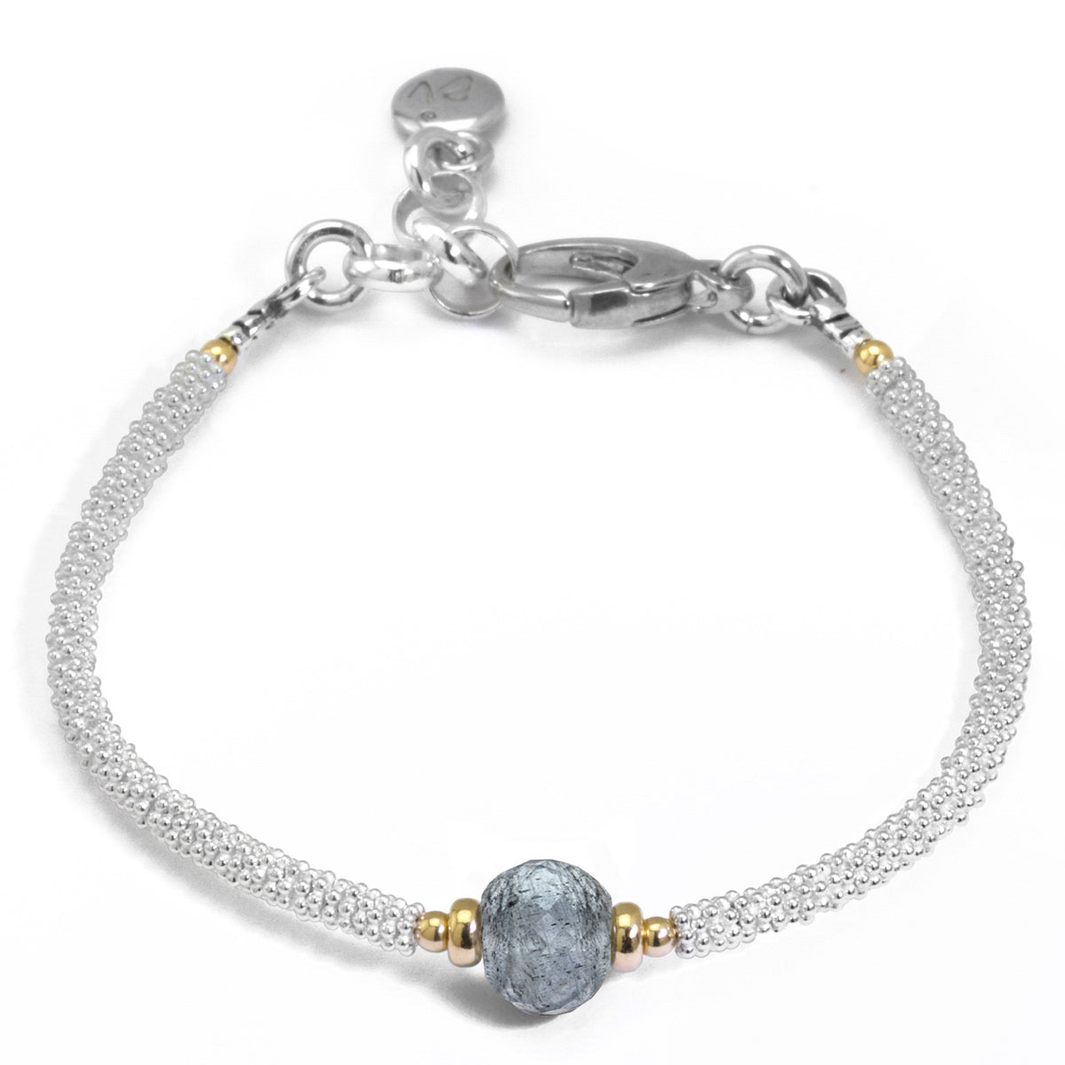Grey Aquamarine Classic Oxidised Bracelet