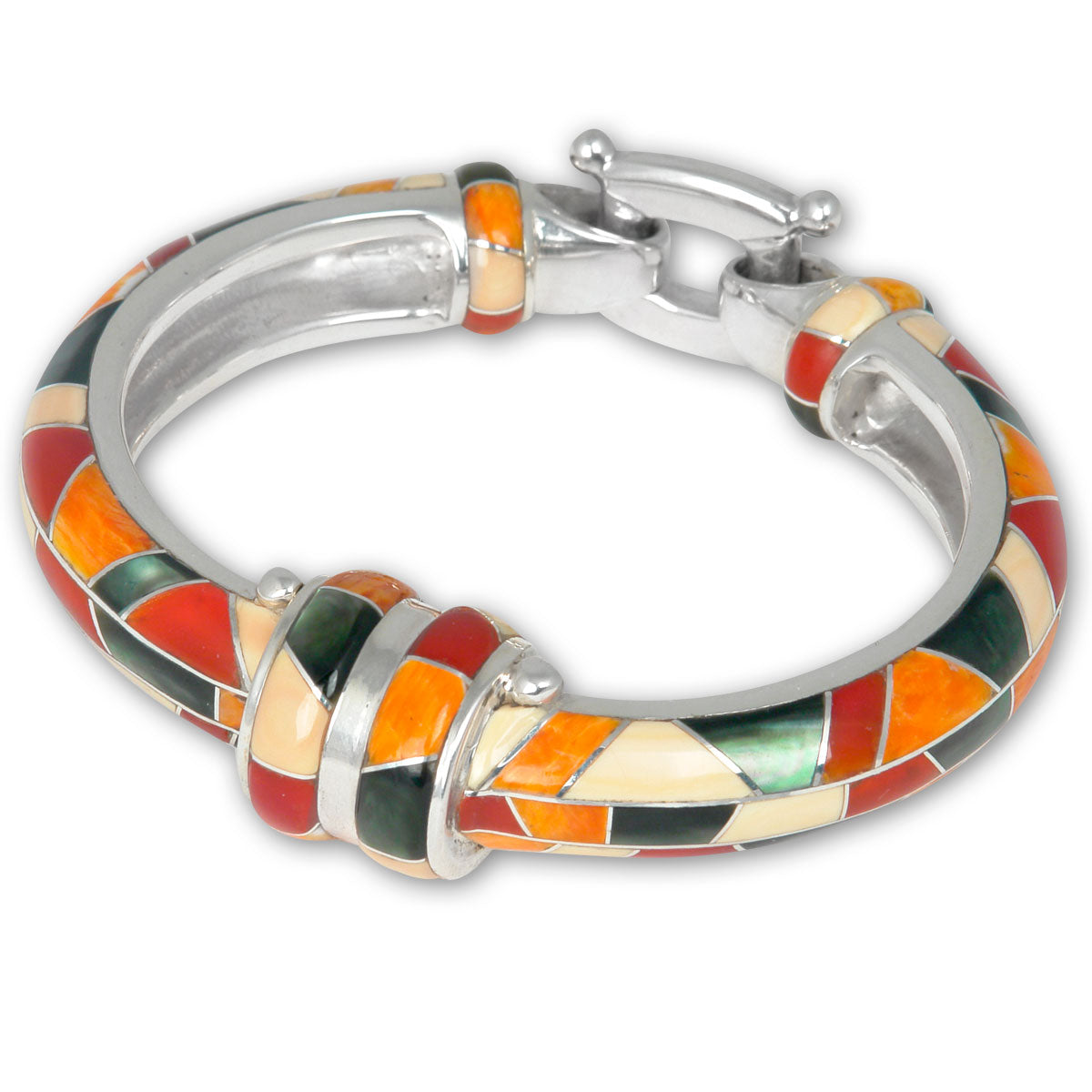 Spiney Oyster, Coral, and Mother of Pearl Cuff Bracelet ONLY 1 LEFT!-300681