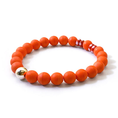 Monarch Orange Beaded Stretch Bracelet