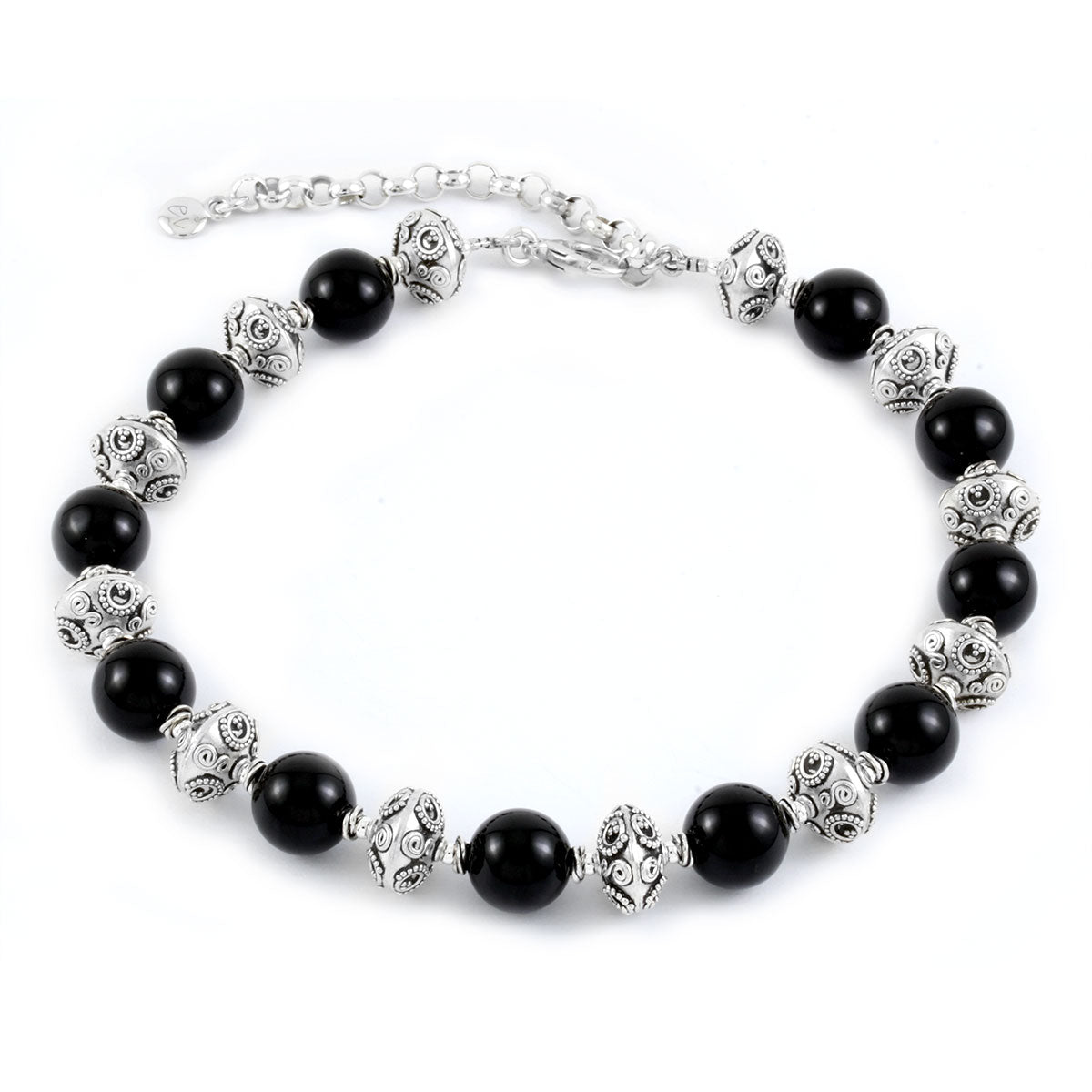 Black Agate Rolo Chain Necklace 235-472