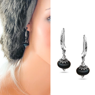 Matte Onyx Drop Earrings