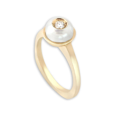 Galatea 14K Yellow Gold Pearl & Diamond Ring-333059