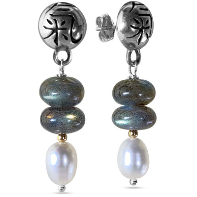 Labradorite & Pearl Earrings