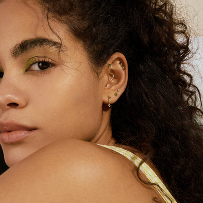 PAZ | Tsavorite Pyramid Threadless Flatback Earring