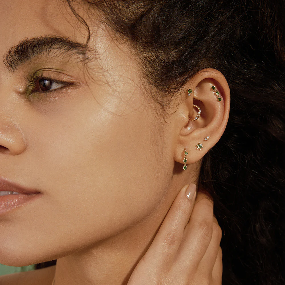 LOTUS | Floral Tsavorite Threadless Flatback Earring