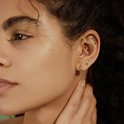 LOTUS | Floral Tsavorite Threadless Flatback Earring