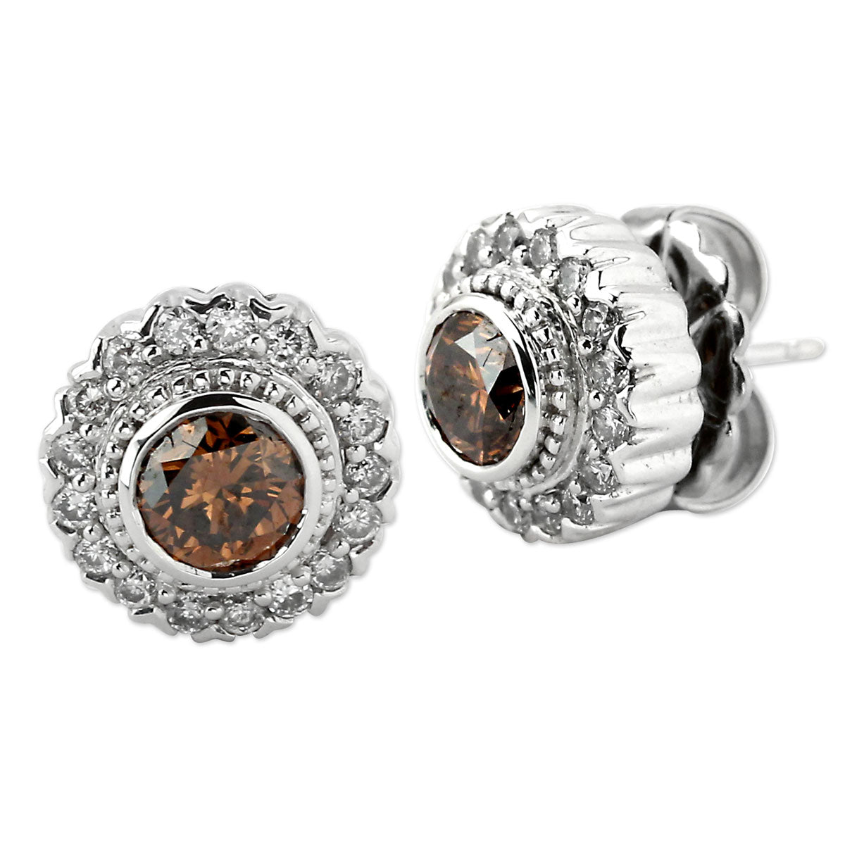 Cognac & White Diamond Earrings-320979