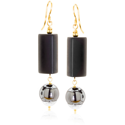 Impressionist Collection Matte Onyx & Hematite Dangle Earrings