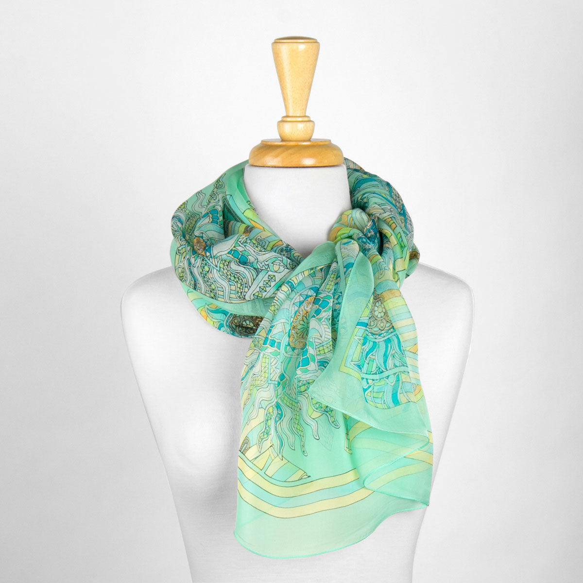 Light Green Design Silk Scarf
