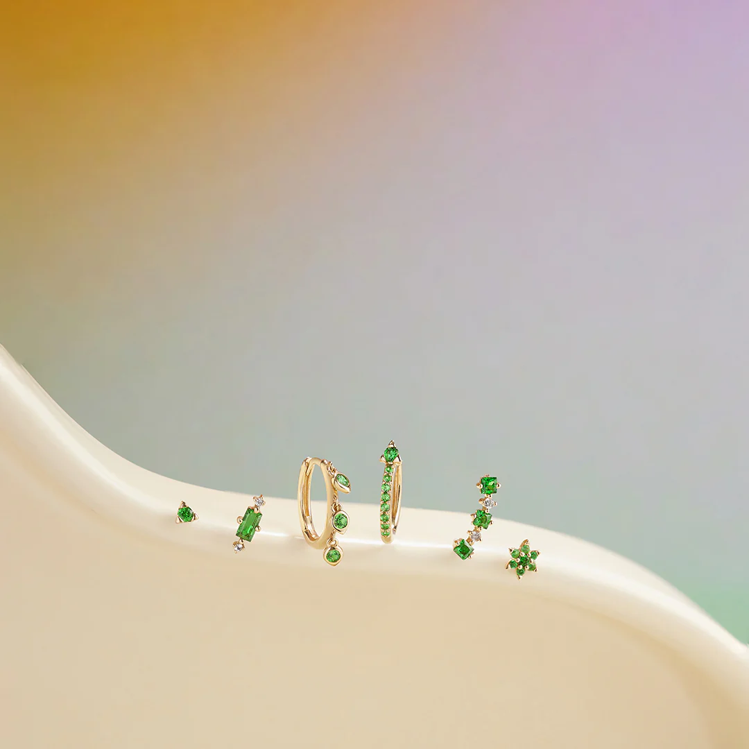 LOTUS | Floral Tsavorite Threadless Flatback Earring