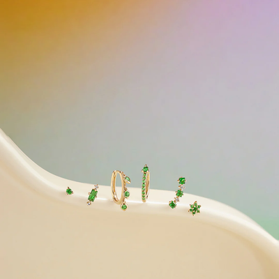 LOTUS | Floral Tsavorite Threadless Flatback Earring