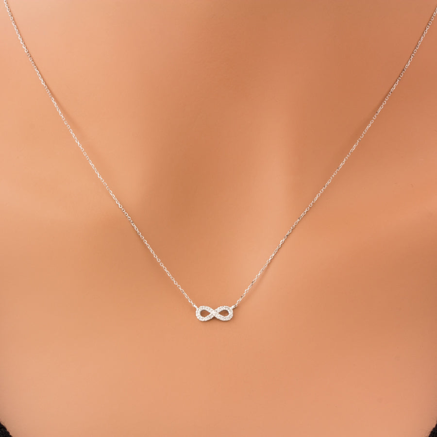 14K White Gold Petite Diamond Infinity Necklace