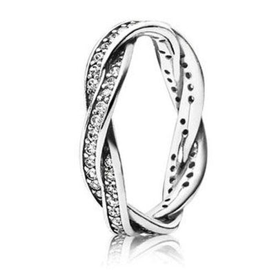 Pandora Sparkling Twisted Lines Ring