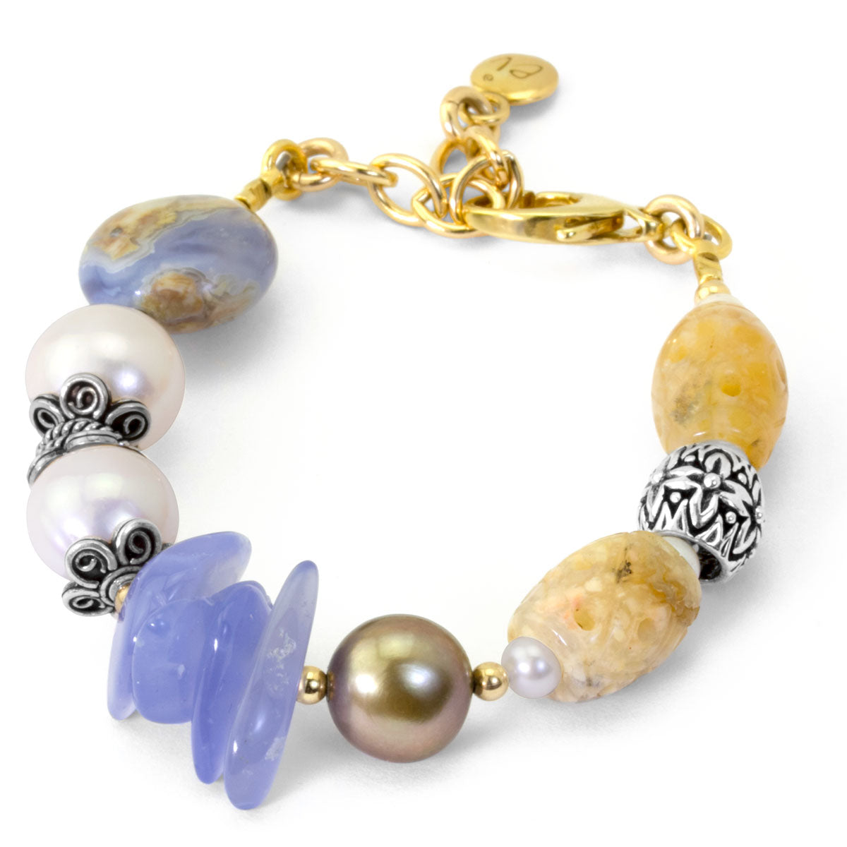 Impressionist Collection Carved Jasper & Chalcedony Bracelet