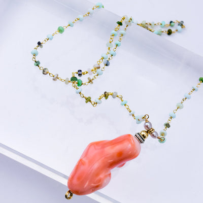 Coral & Peruvian Opal Necklace