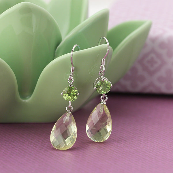 Lemon Quartz and Peridot Earrings-342986