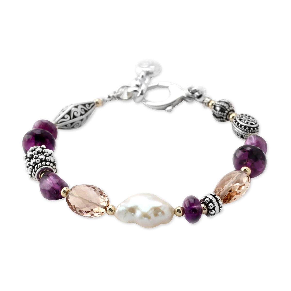 Amethyst & Keshi Pearl Bracelet-341518