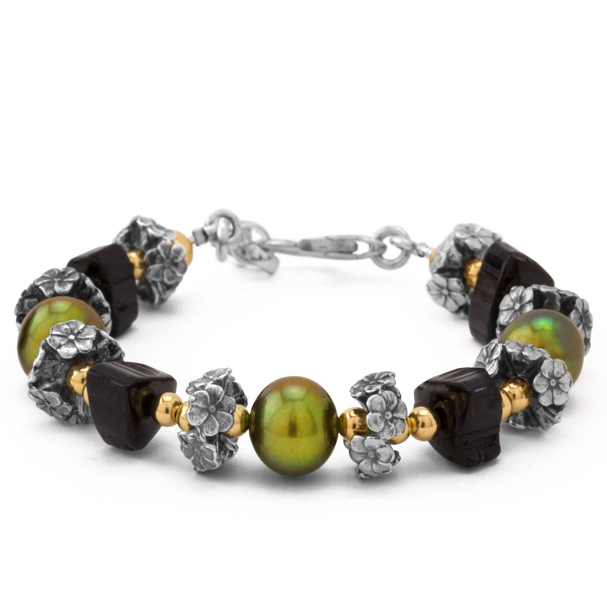 Green Pearl & Black Tourmaline Bracelet