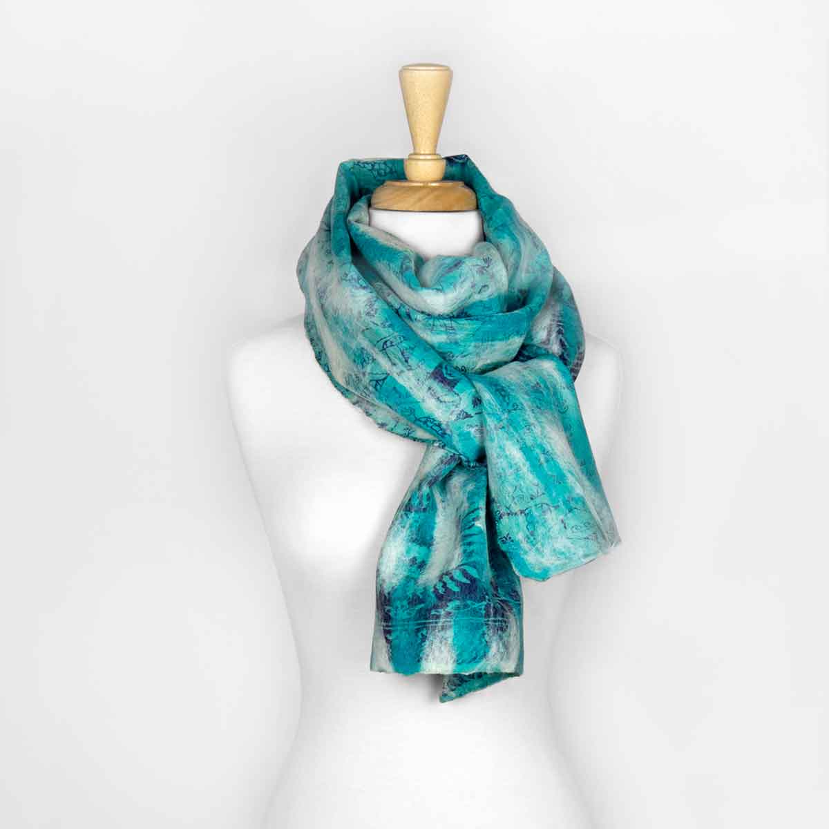 Blue Abstract Nuno Felted Scarf