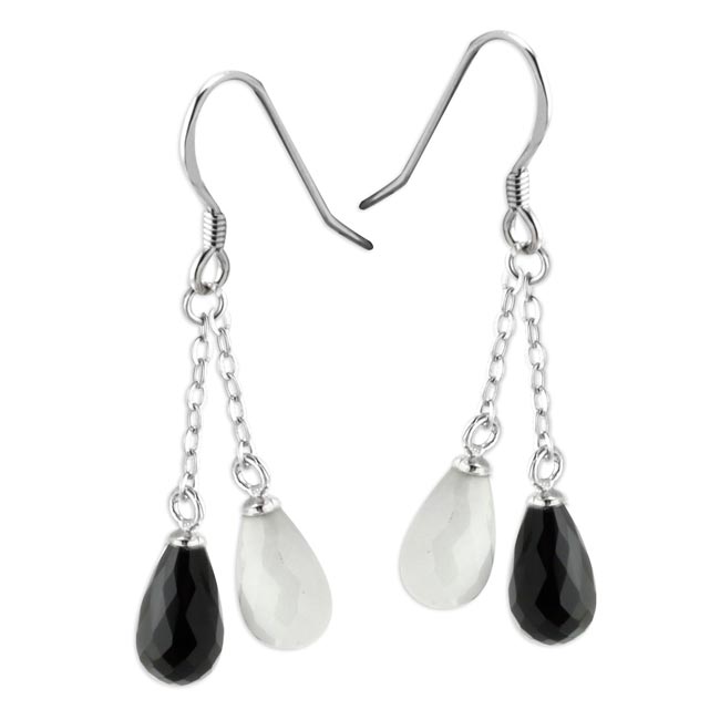 Black Agate & White Quartz Earrings 342999