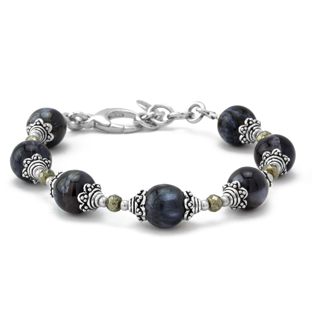 Pietersite and Faceted Pyrite Bracelet