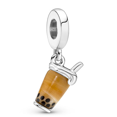 Pandora Bubble Tea / Iced Coffee Murano Glass Dangle Charm