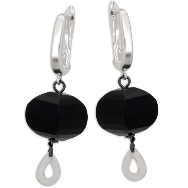 Onyx Lantern & SS Teardrop Earrings-337618