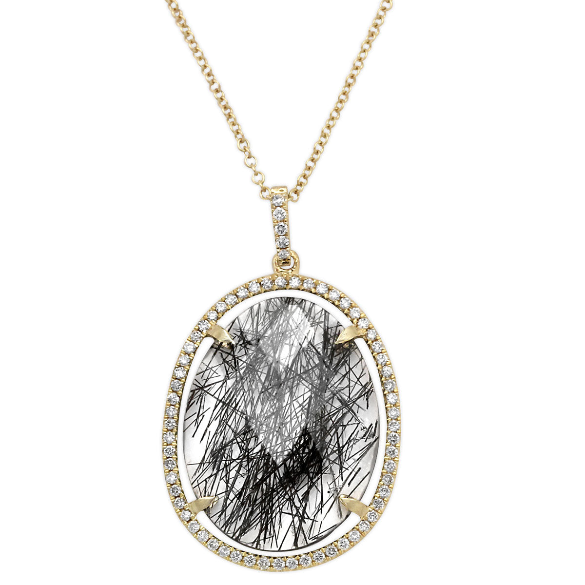 Tourmalated Quartz and Diamond Necklace-342303