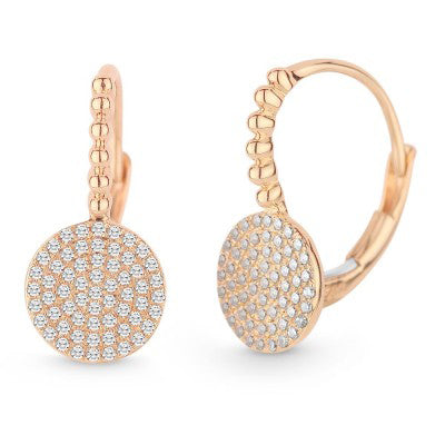 14K Rose Gold Round Diamond Earrings