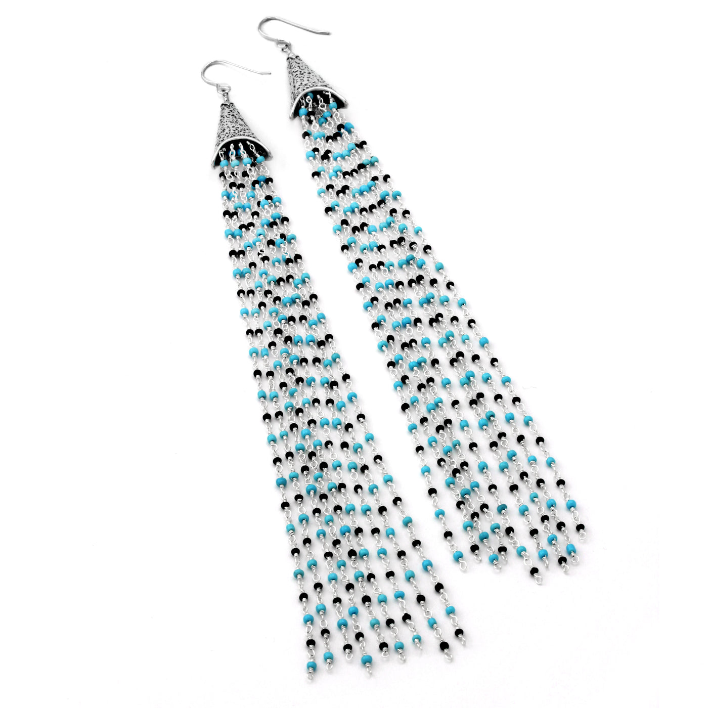 Turquoise & Onyx Earrings-341138